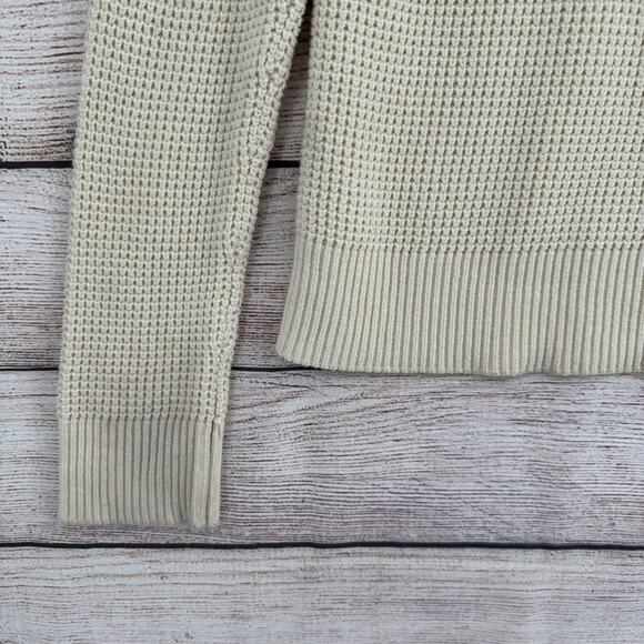 Columbia Waffle Knit Fair‎ Isle Mock Wool Blend Sweater Women's M Cream/Black - Picture 5 of 11